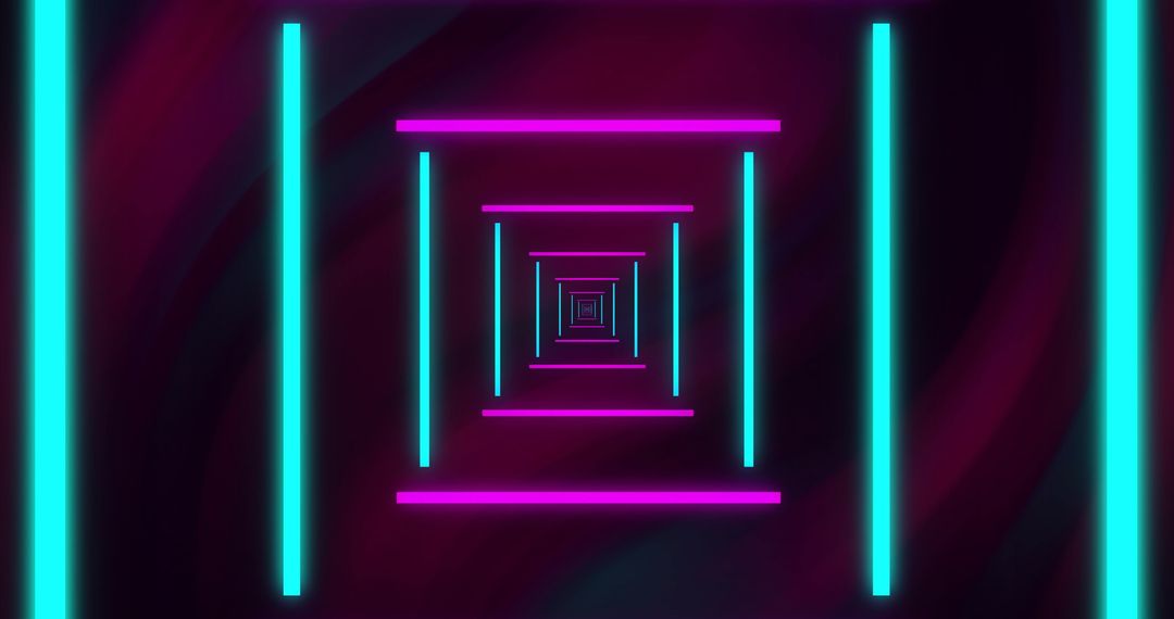 Vibrant Neon Geometric Tunnel with Futuristic Glow