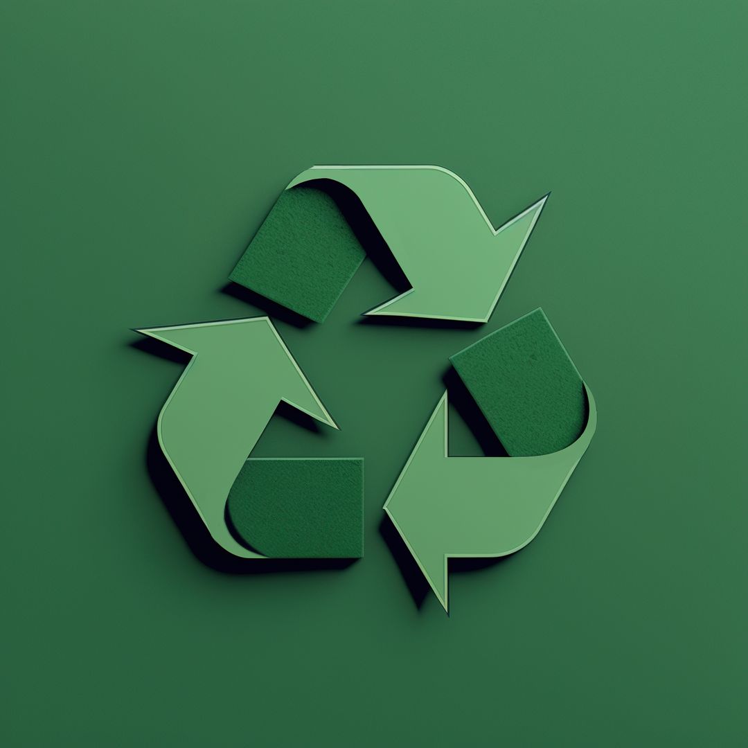 Green recycling symbol on green background, created using generative ai technology - Free Images, Stock Photos and Pictures on Pikwizard.com