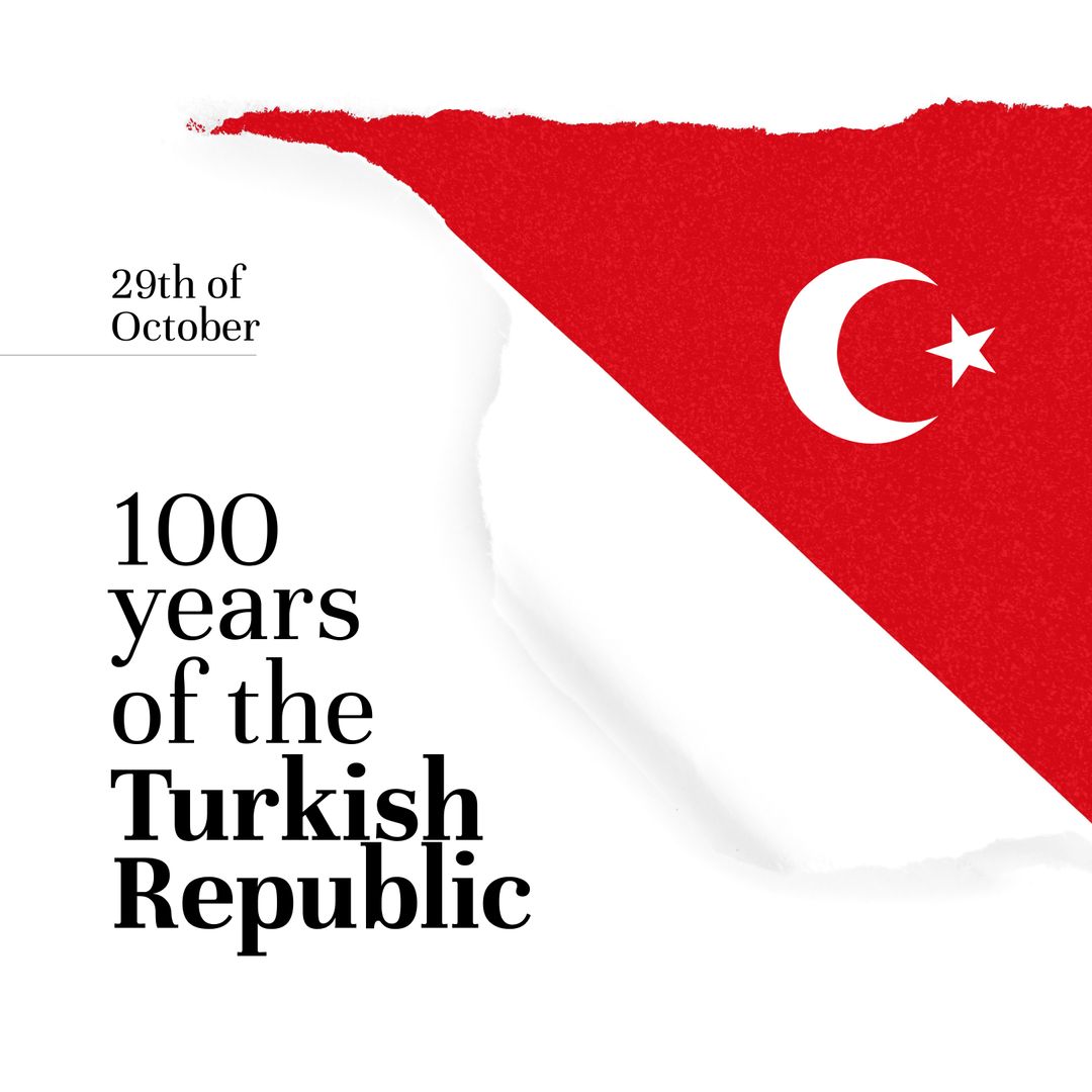 100 Years of Turkish Republic with National Flag and Tear Effect