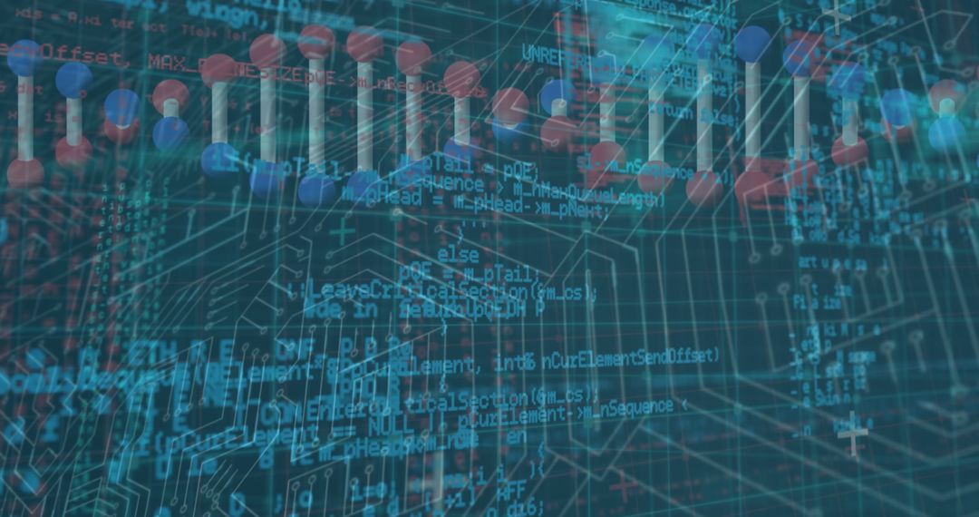 Digital Matrix with Blue Lights and Genetic Codes