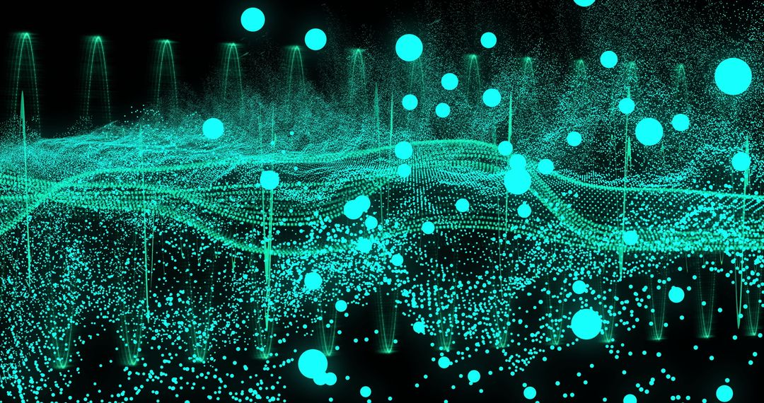 Abstract Digital Grid with Glowing Network Symbols