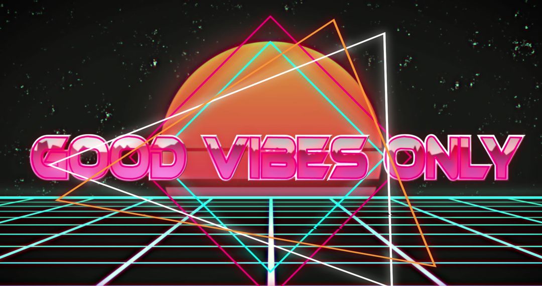 Retro Futuristic Good Vibes Only Typography with Digital Shapes