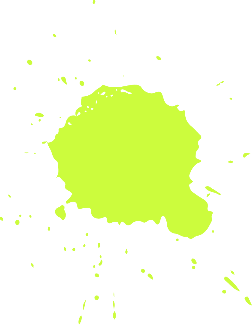 Vivid Yellow-Green Paint Splatter on Transparent Background