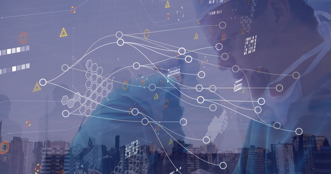 Doctors Collaborating with Digital Network Overlay in Urban Setting