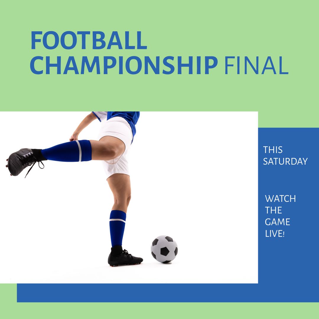 Women's Football Championship Final Announcement with Athlete Kicking Ball - Download Free Stock Templates Pikwizard.com