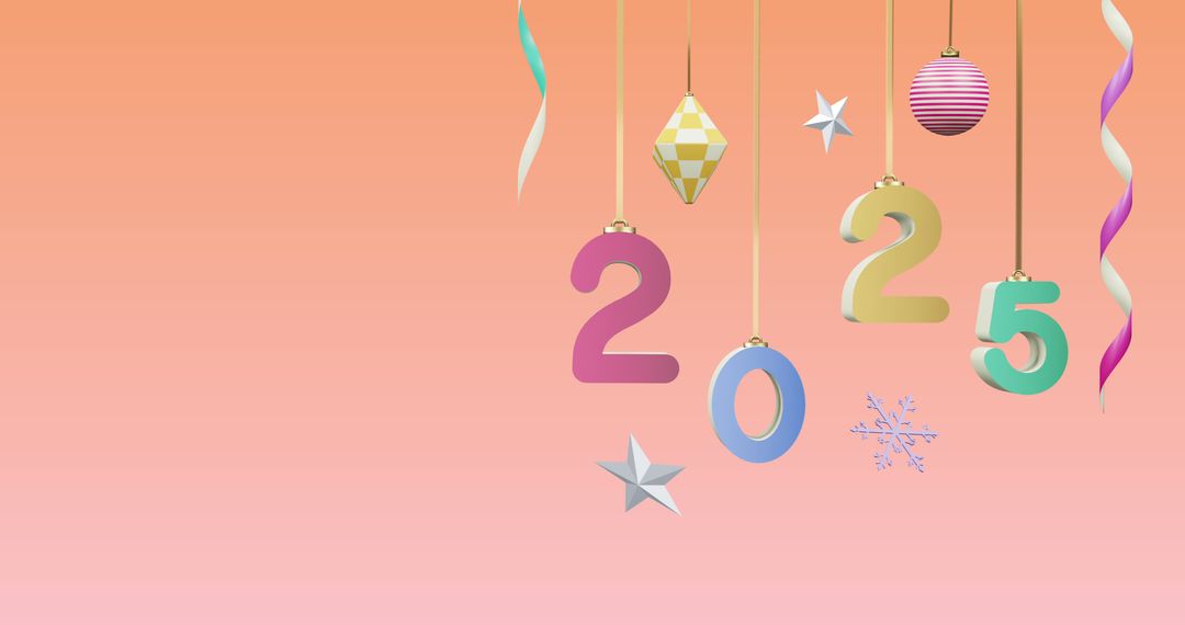 2025 New Year Celebration with Hanging Festive Ornaments