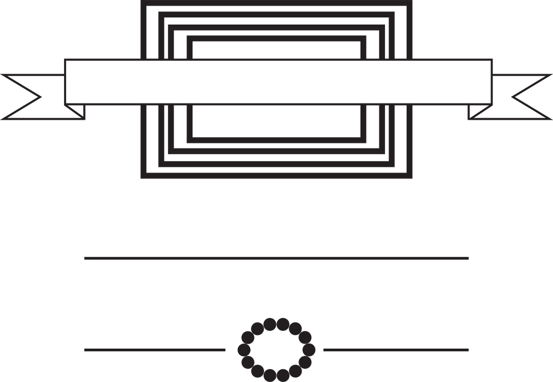 Vector Line Art with Ribbon and Copy Space on Transparent Background