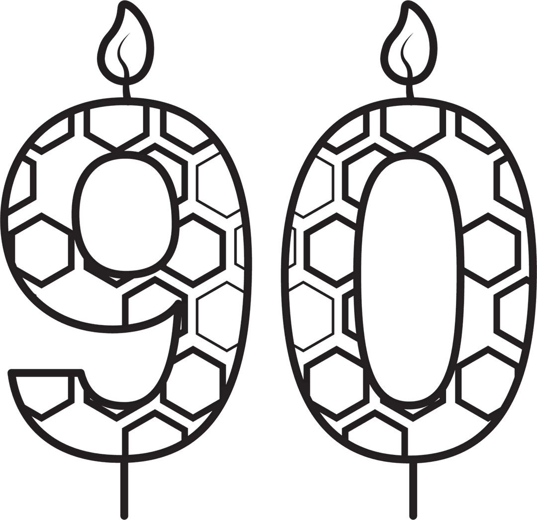 Transparent 90th Birthday Candle with Pattern for Celebration