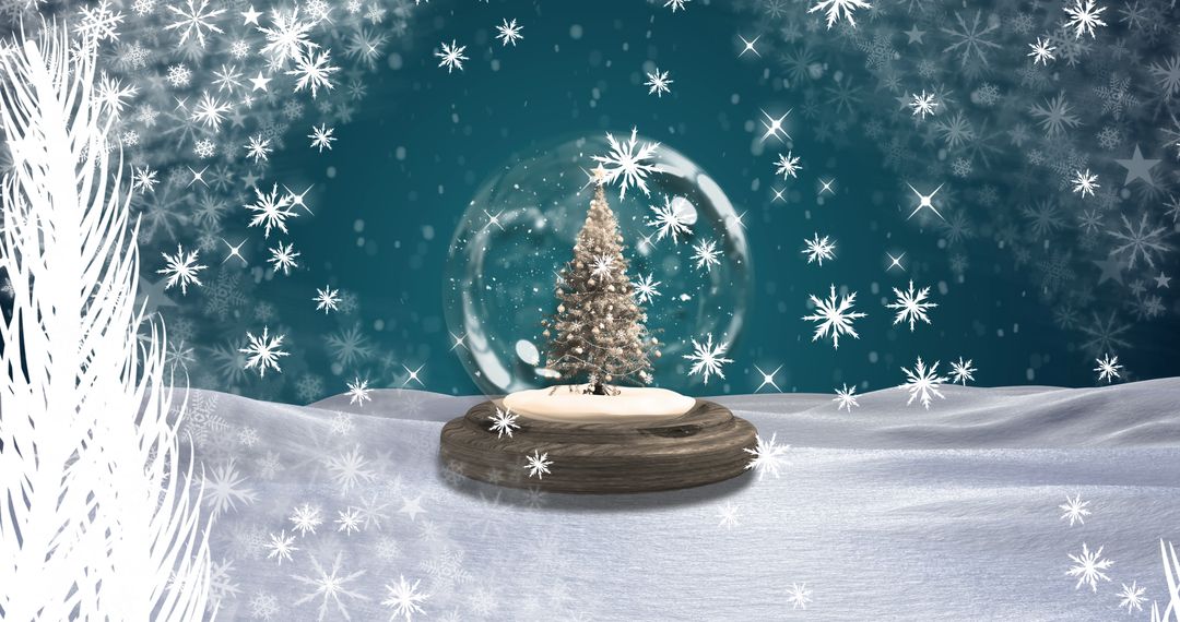 Magical Snow Globe with Winter Scene and Christmas Tree - Free Images, Stock Photos and Pictures on Pikwizard.com