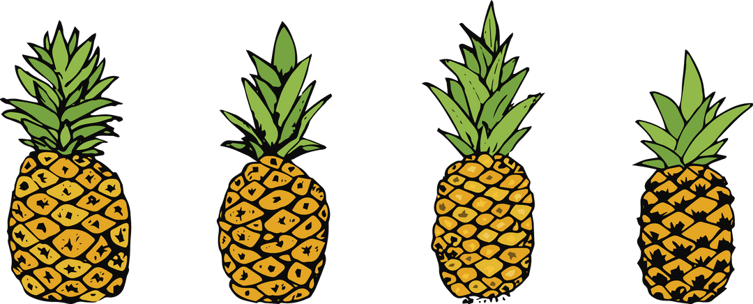 Colorful Hand-Drawn Transparent Pineapples