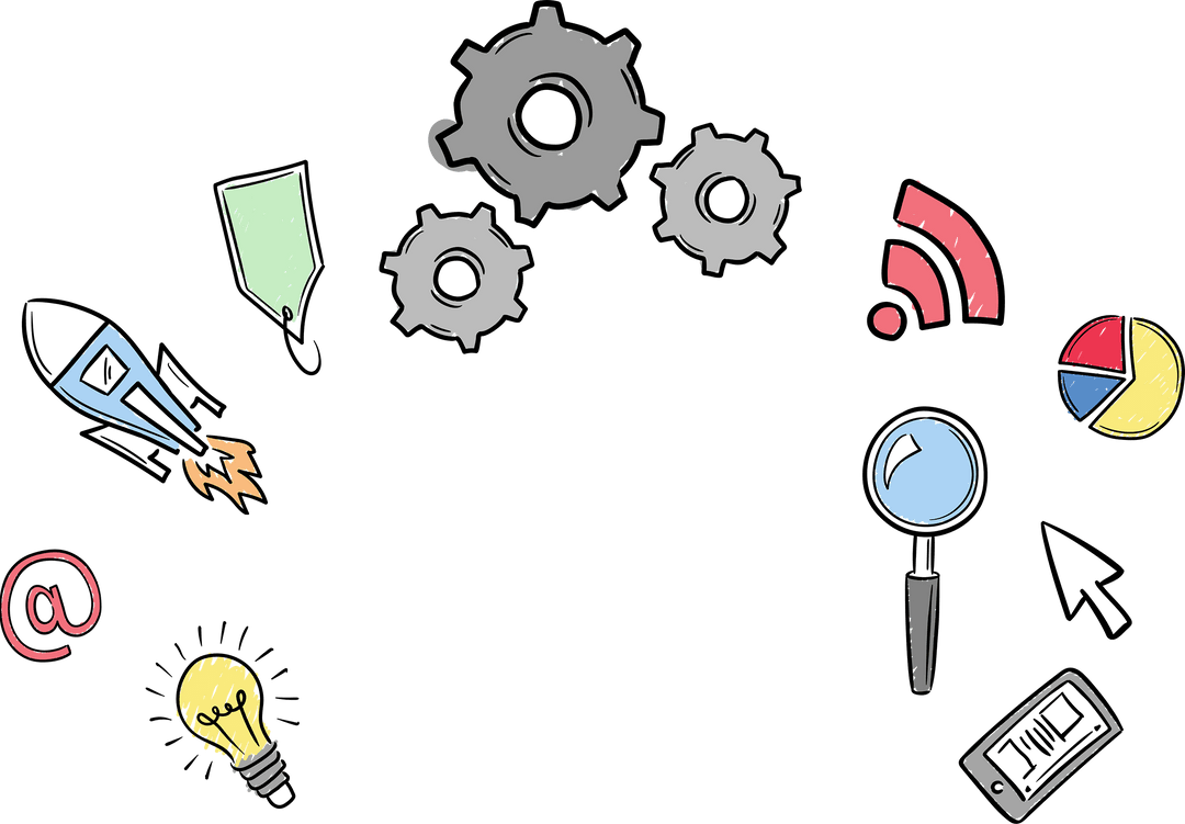 Colorful Digital Symbols on Transparent Background for Networking