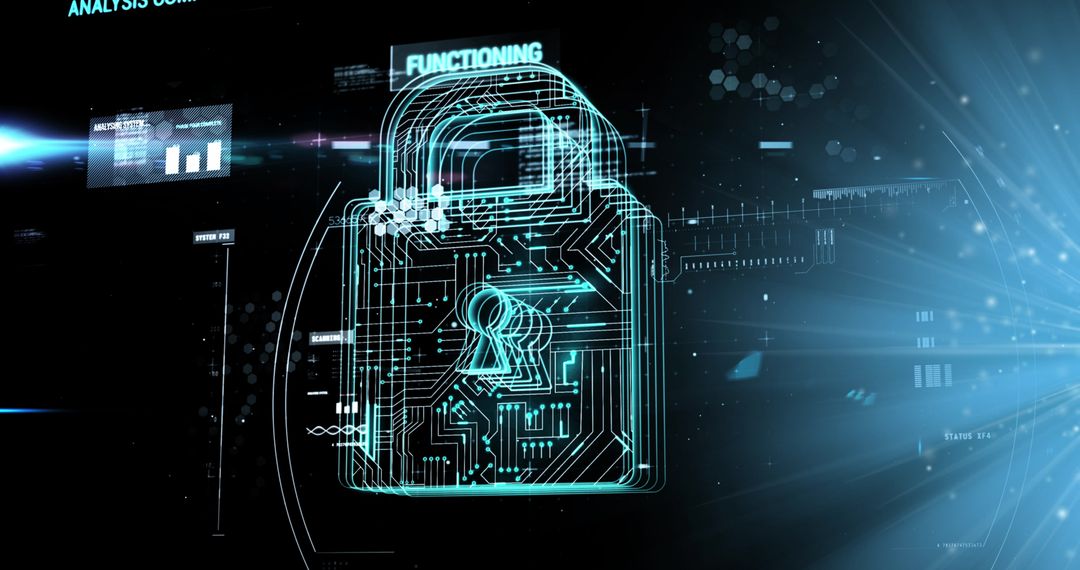 Digital Security Concept with Glowing Padlock Design