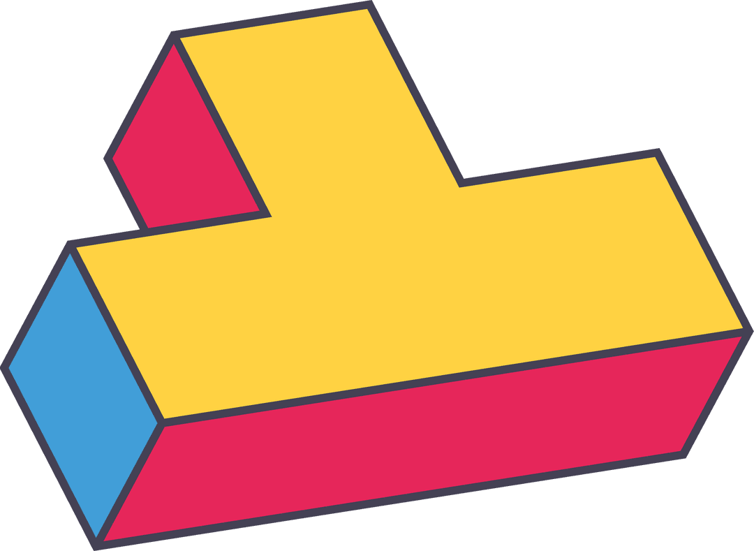 Stylized Isometric 3D L-Shape on Transparent Background