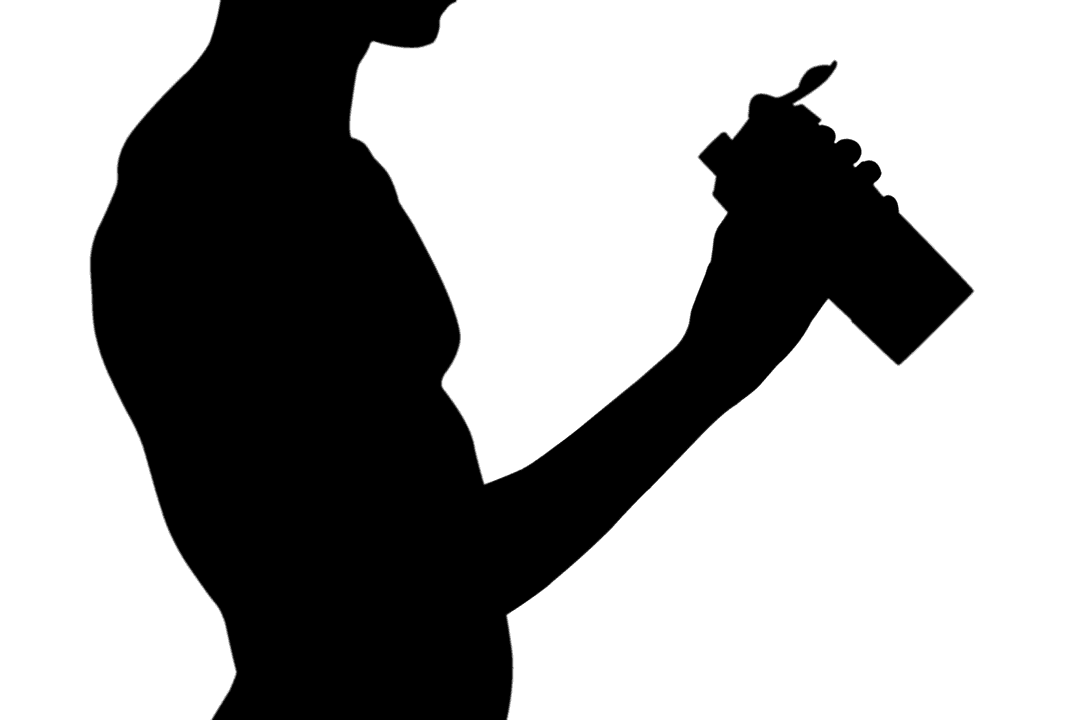 Silhouette of Man Holding Bottle on Transparent Background