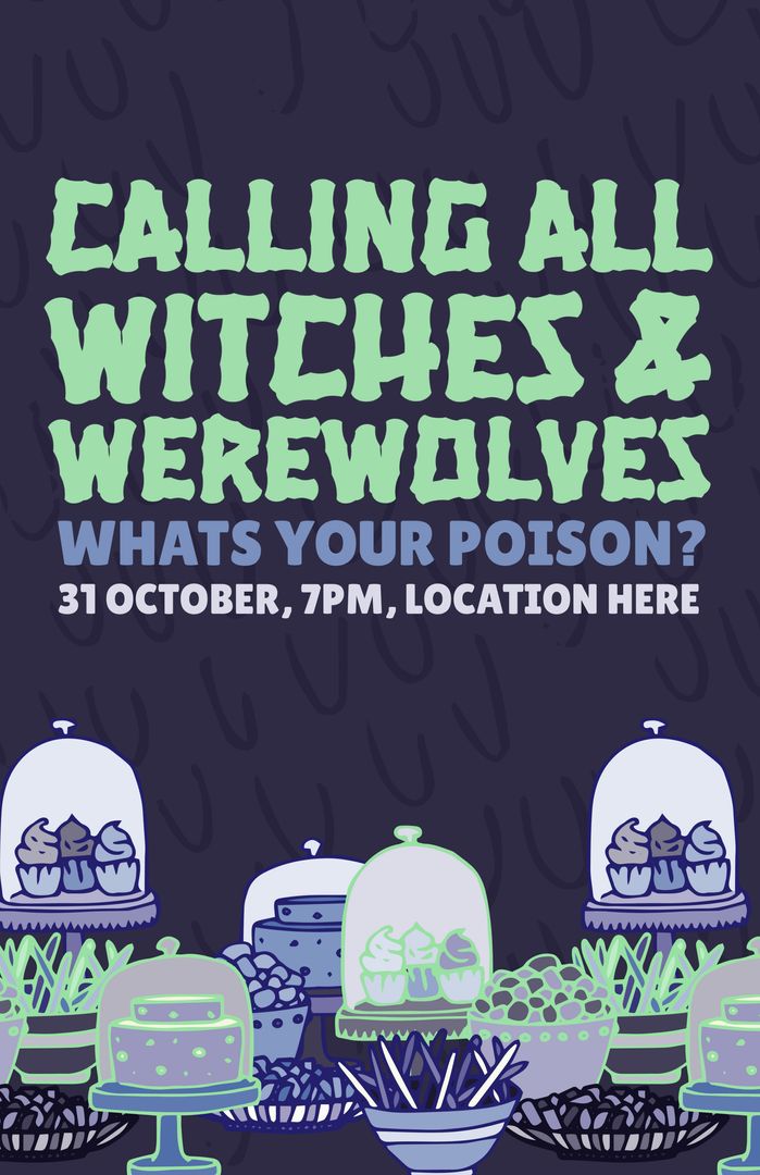 Halloween Invitation for Witches and Werewolves Gathering