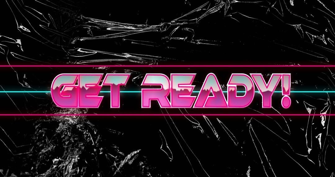 Futuristic Neon Text Get Ready on Abstract Background