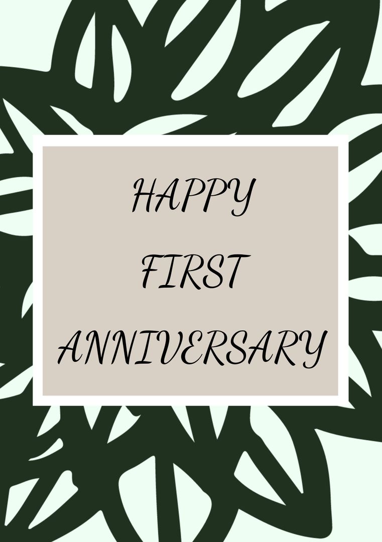 Happy First Anniversary with Botanical Foliage Frame
