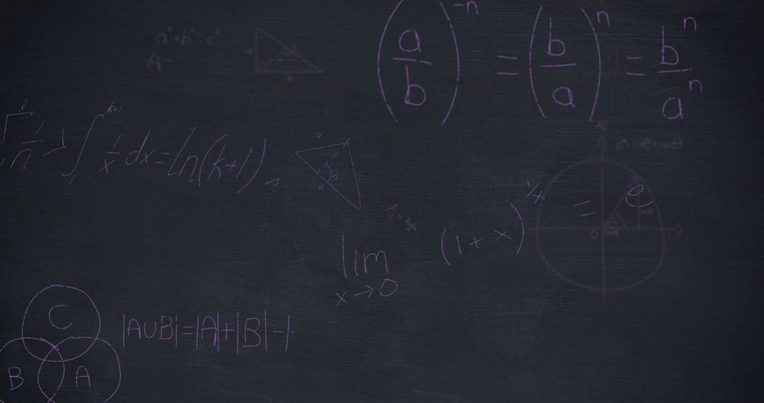 Mathematical Formulas and Concepts Illustrated on Chalkboard