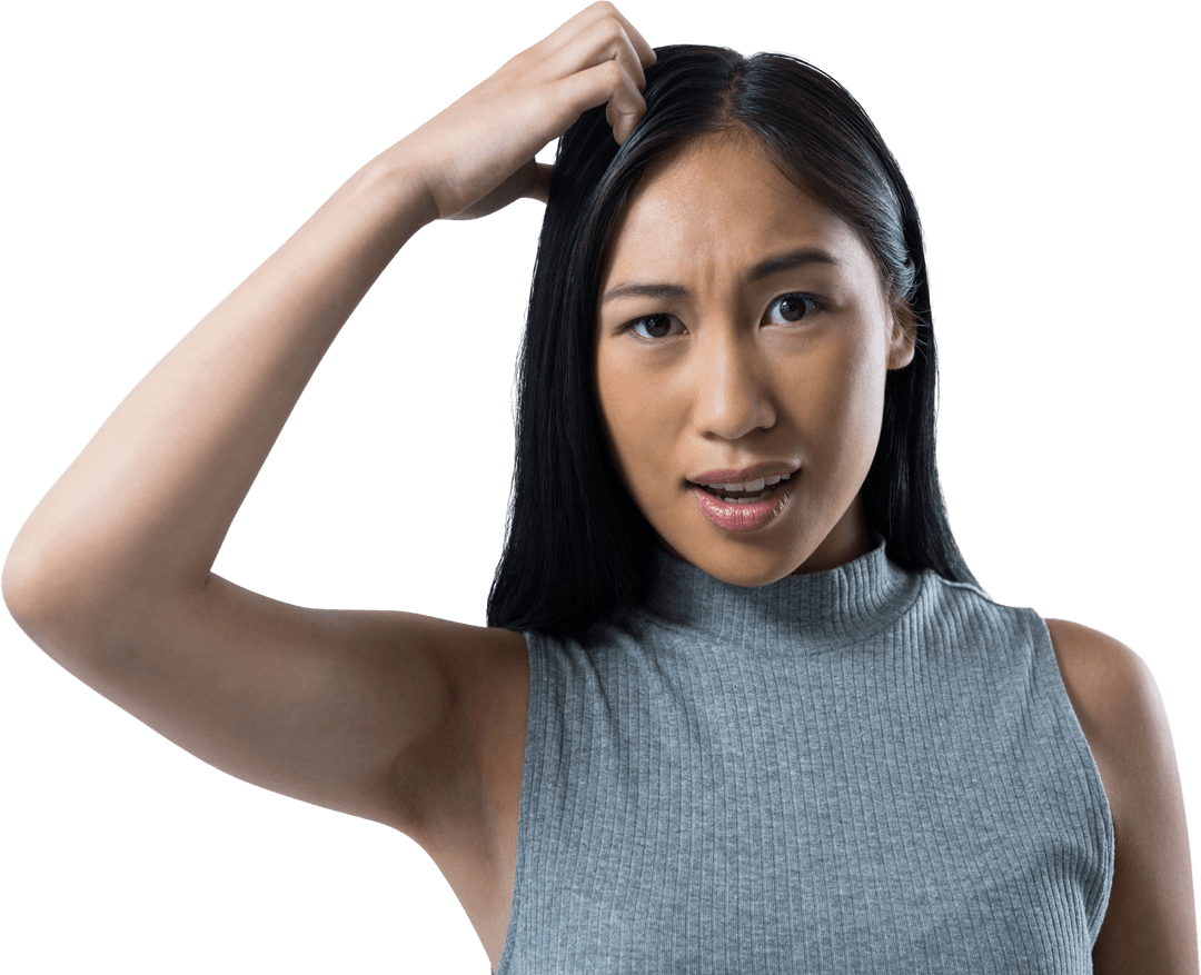 Confused Woman Scratching Head Transparent Background