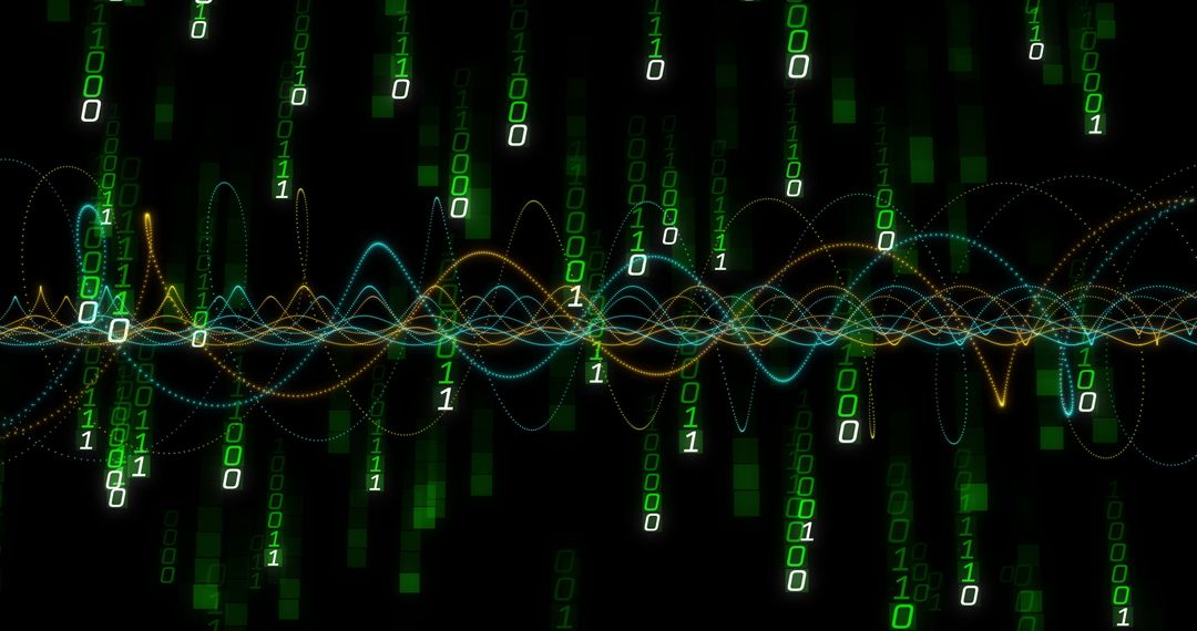 Futuristic Digital Binary Waveforms in Dark Cyberspace