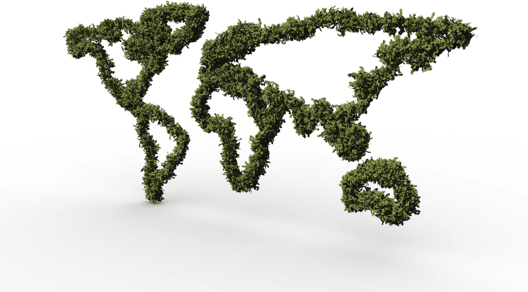 Transparent World Map Outlines in Foliage Conceptual Design