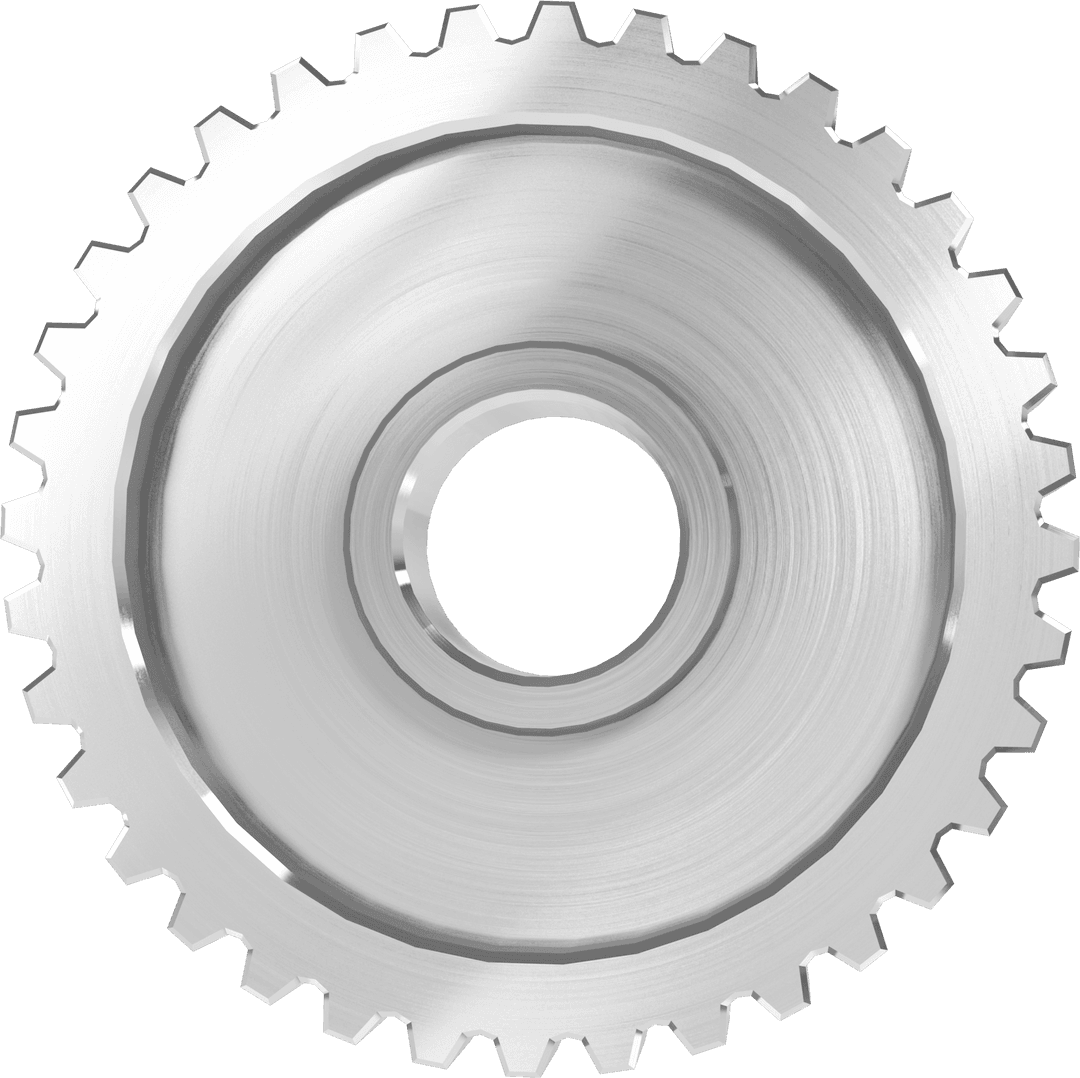 Large Silver Gear on Transparent Background