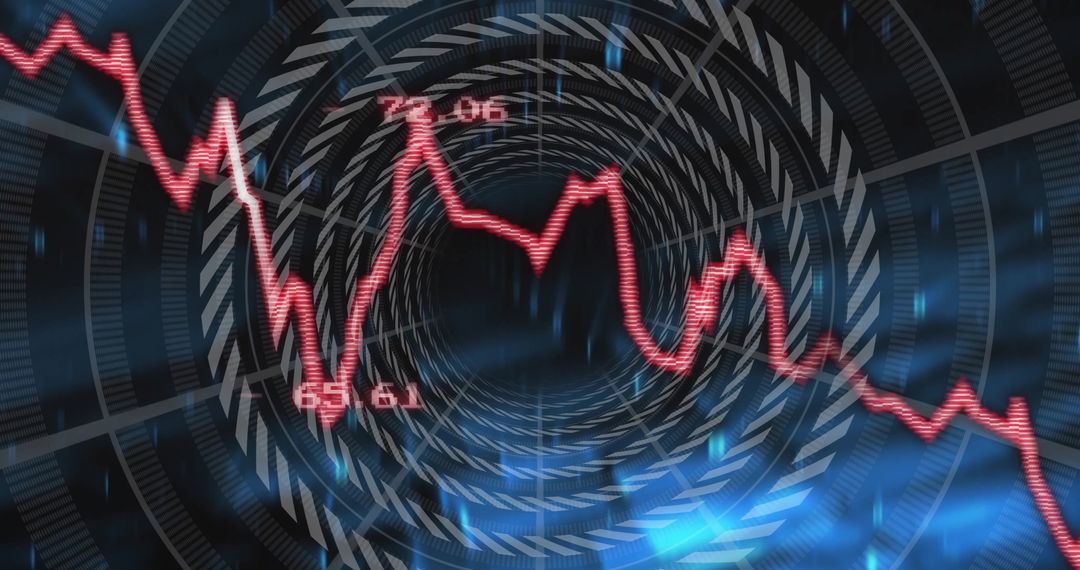 Digital Data Wave Over Circular Geometric Pattern