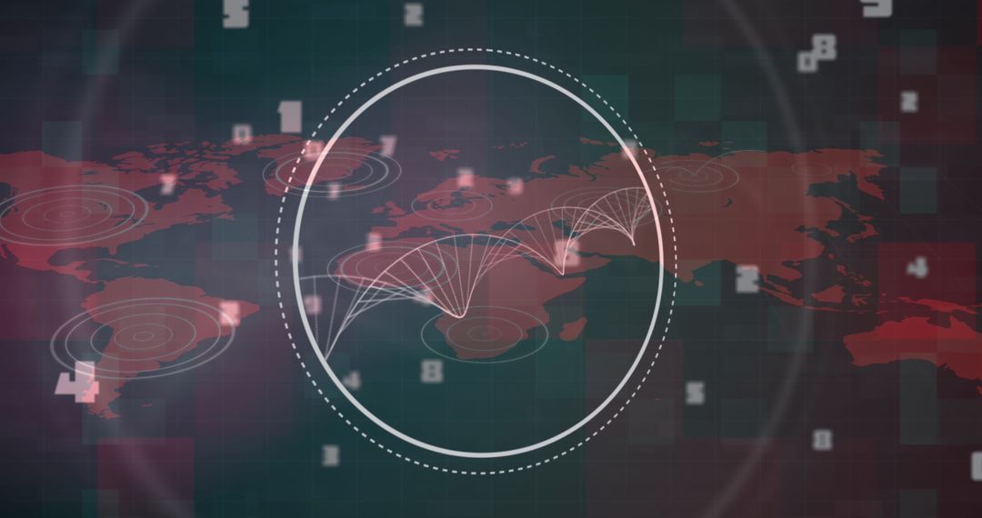 Digital DNA Data Exchange Across Global Map in Futuristic Concept