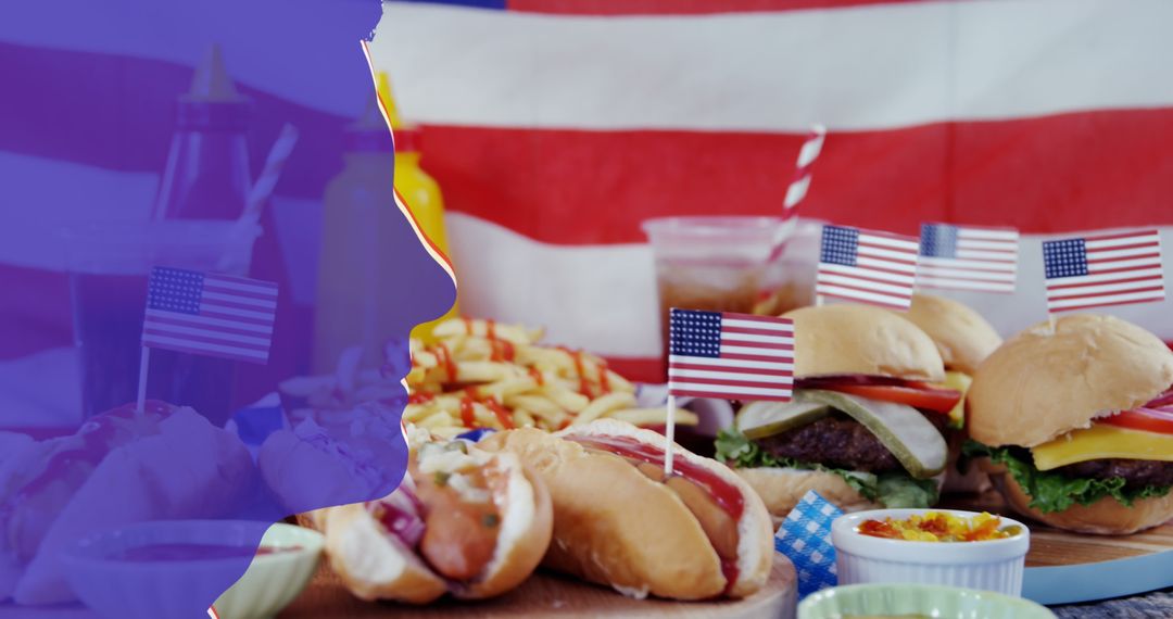 American Flag and Patriotic Cookout with Fast Food