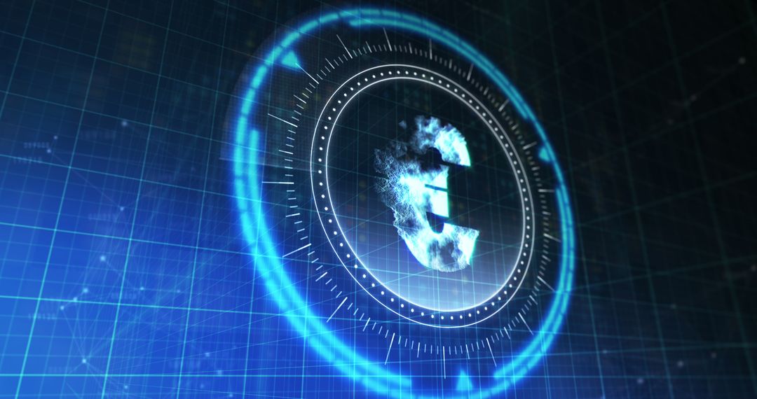 Futuristic Euro Symbol in Digital Blue Matrix