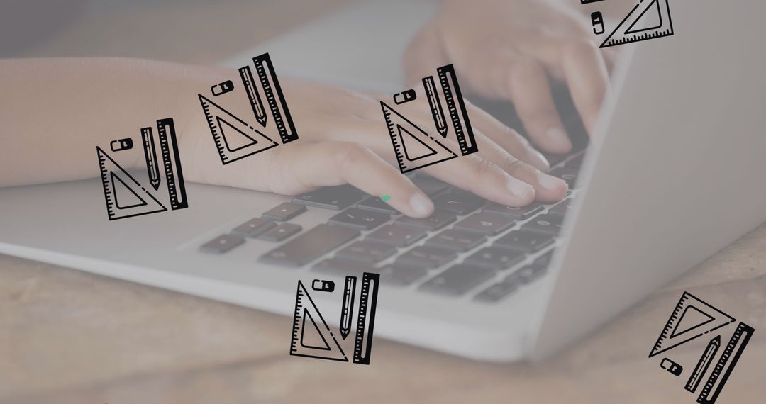 Hands Typing on Laptop Keyboard for Online Learning and Education