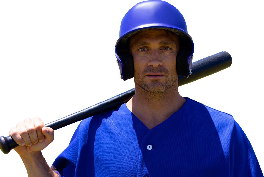 Transparent Baseball Player Holding Bat Wearing Blue Helmet and Jersey - Download Free Stock Images Pikwizard.com