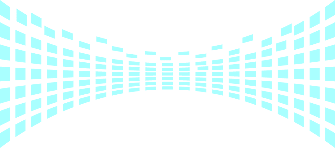 Cyan Equalizer Tunnel Grid on Transparent Background