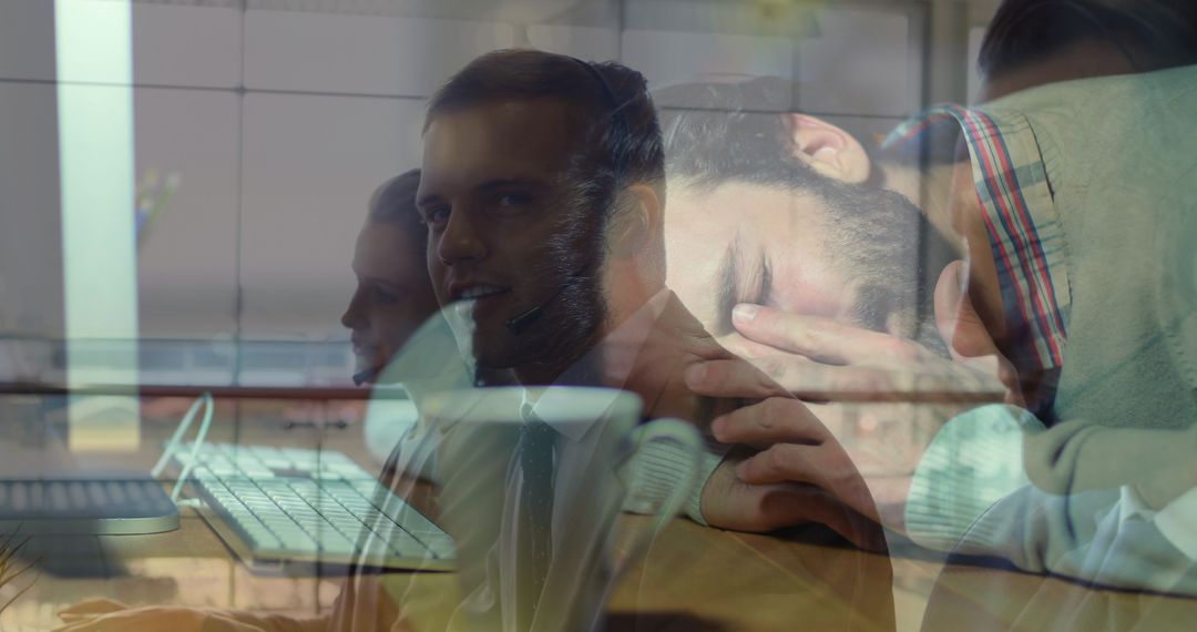 Motivated Businessmen in Digital Productivity and Stress Concept