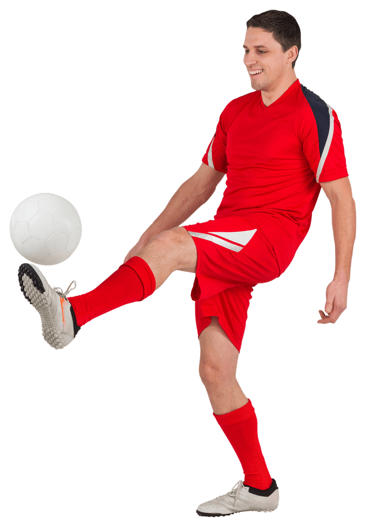 Transparent Football Player Kicking Ball Energetically