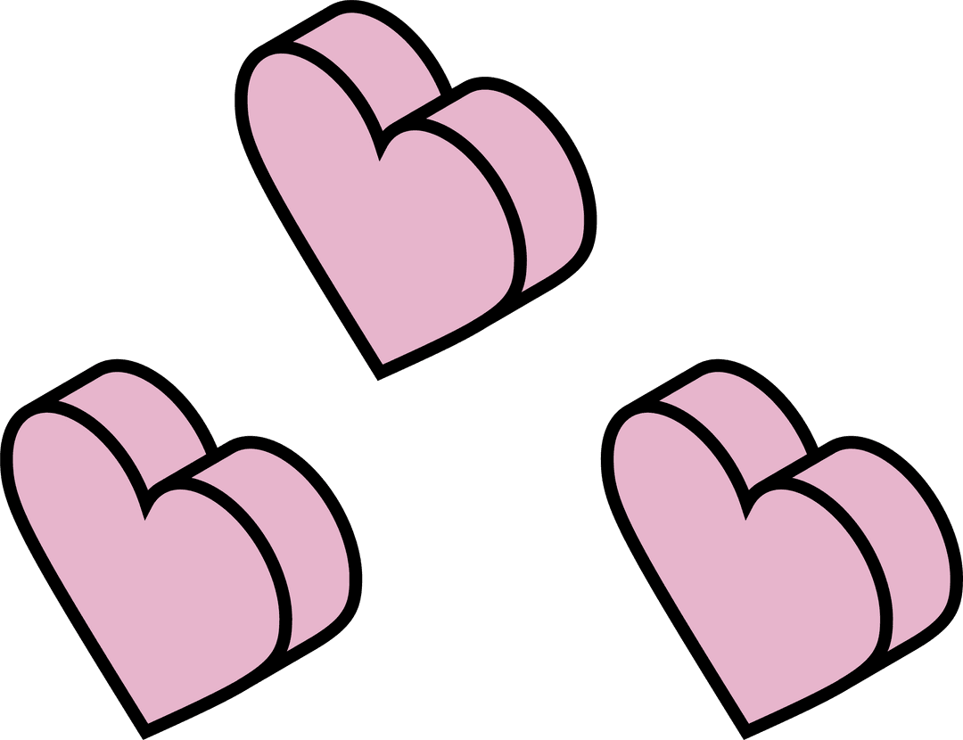 Floating Pink 3D Heart Icons on Transparent Background