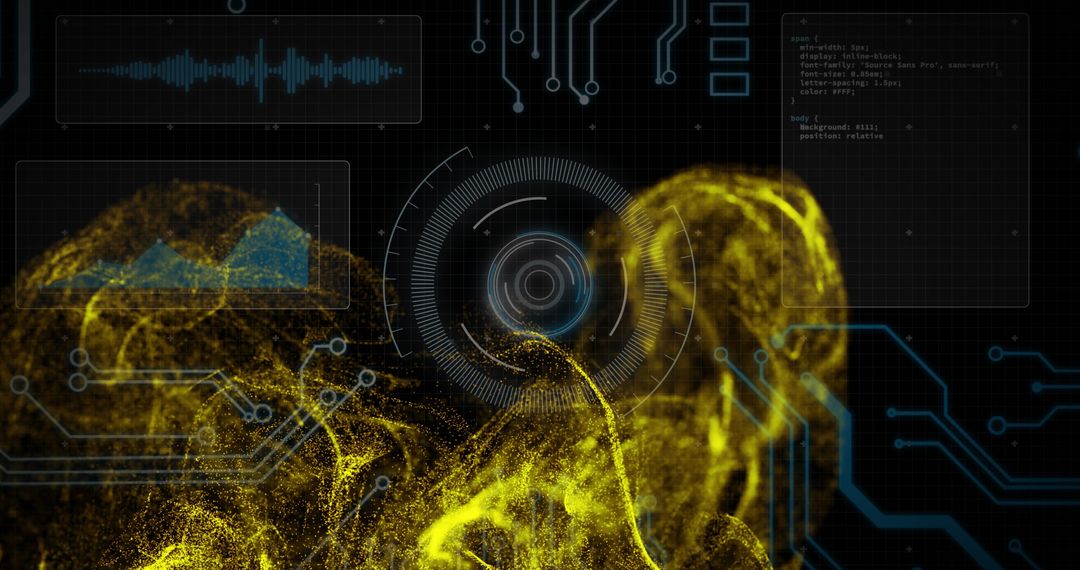 Abstract Digital Data Analysis Over Yellow Particles