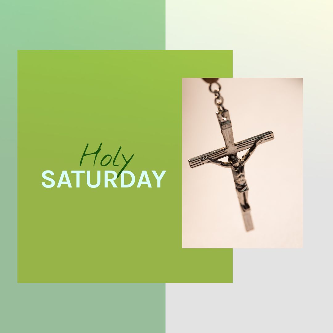 Holy Saturday Concept with Crucifix and Green Accent