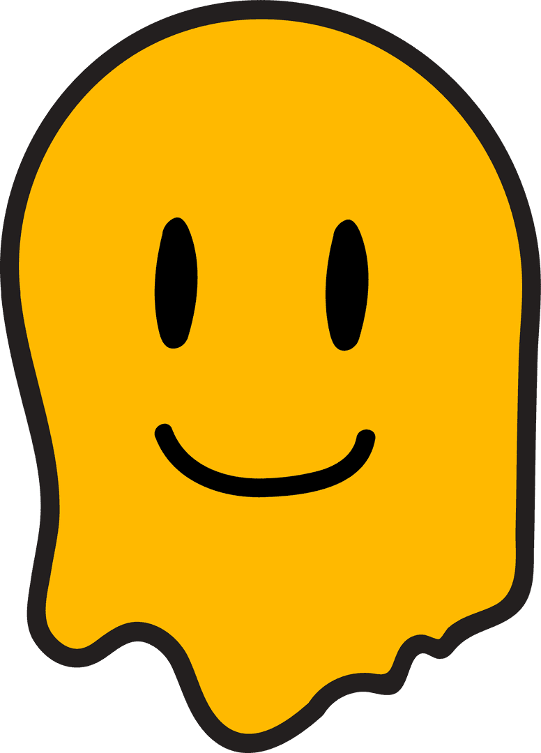 Whimsical Yellow Ghost with Smile on Transparent Background