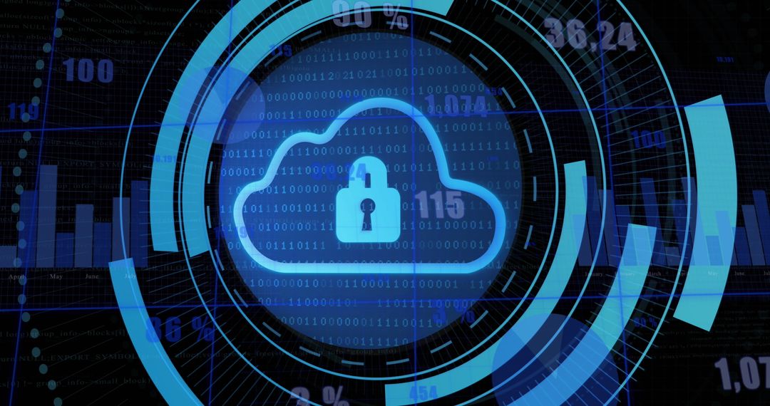 Futuristic Cloud Security Technology Interface on Digital Background