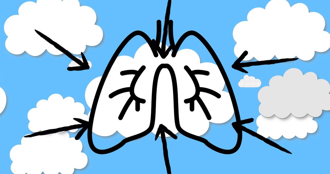 Symbolic Lungs and Clouds Representing Clean Air