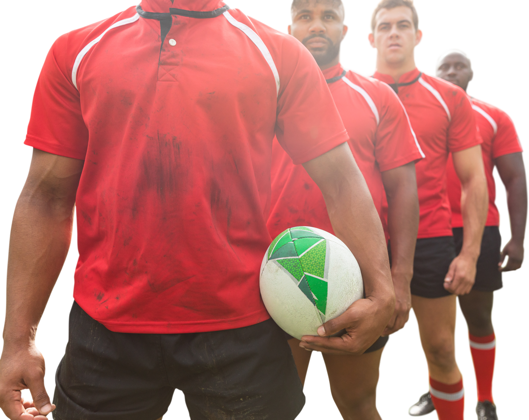 Diverse Team of Rugby Players Holding Rugby Ball Transparent Background - Download Free Stock Images Pikwizard.com