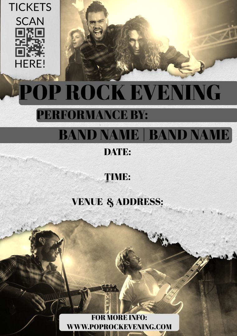 Pop Rock Evening Music Festival Poster with QR Code