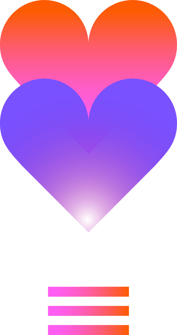 Abstract Vibrant Gradient Hearts on Transparent Background