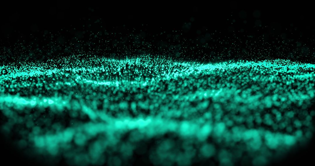 Abstract Green Digital Wave with Glowing Particles on Black Background