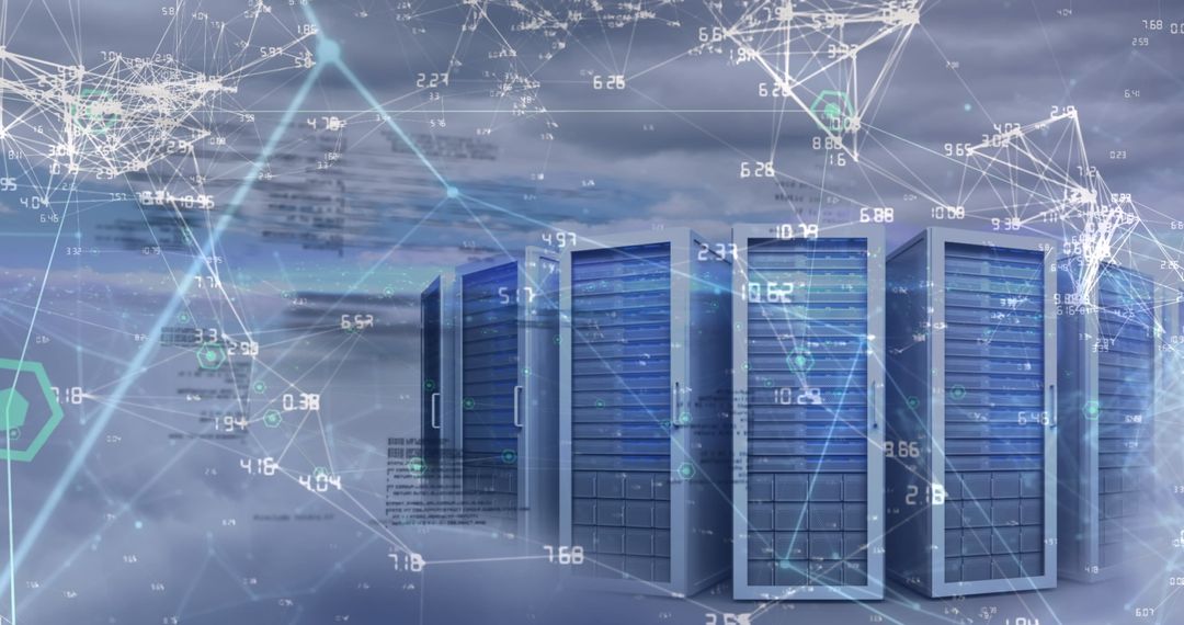 Futuristic Data Server with Digital Network Overlay