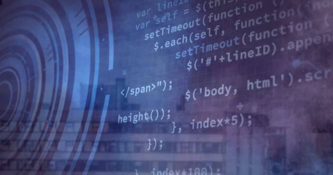 Data Processing with Digital Overlay on Urban Background