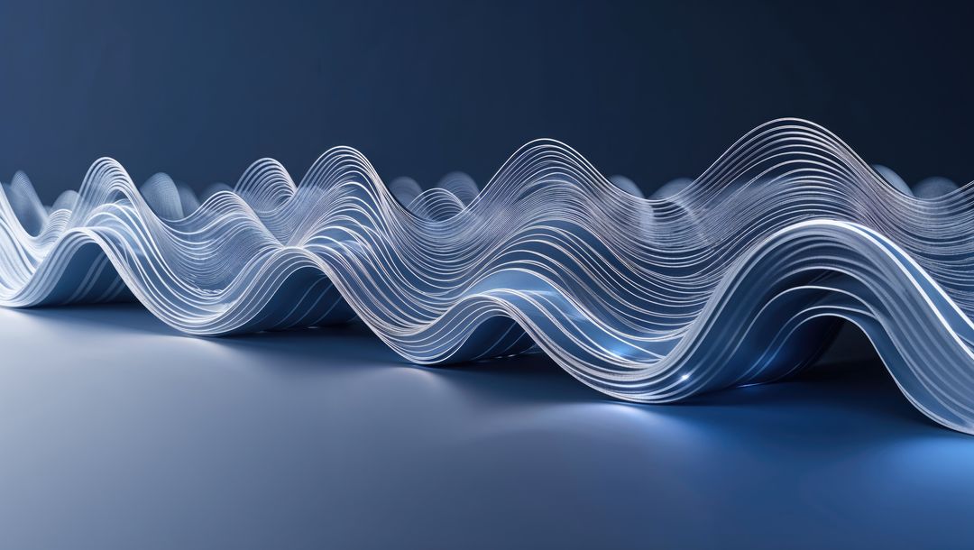 Futuristic Digital Waveforms on Reflective Surface