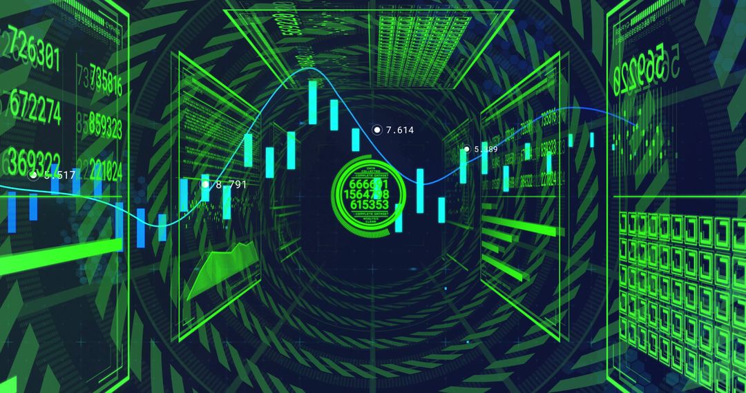 Futuristic Digital Finance Data Visualization in Virtual Reality