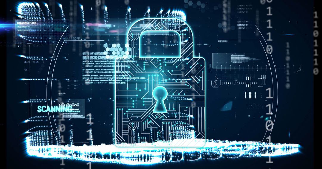 Futuristic Digital Padlock with Binary Code for Cybersecurity - Free Images, Stock Photos and Pictures on Pikwizard.com